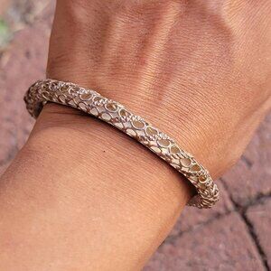 Vintage sterling silver 925 mesh cage wrap bangle bracelet